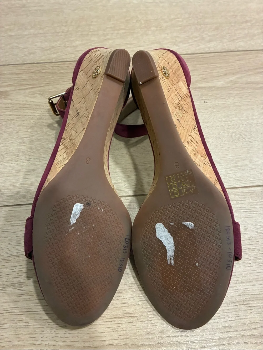 Tory Burch Women’s Savannah Sandals Suede Wedge Heel Purple Size 8